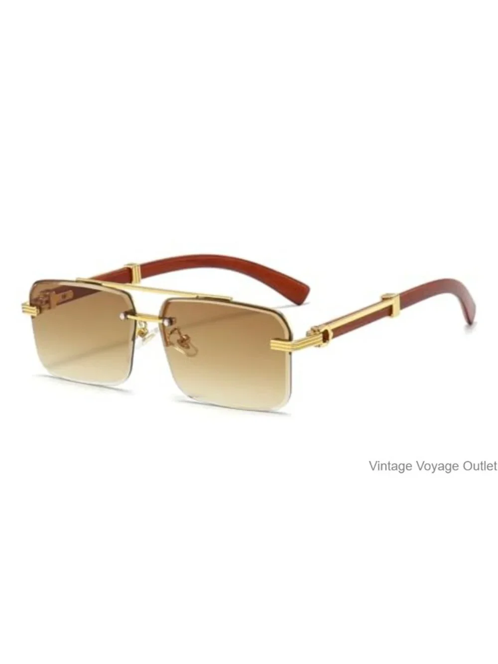Rimless Rectangle Sunglasses for Men - UV400 Metal Frame
